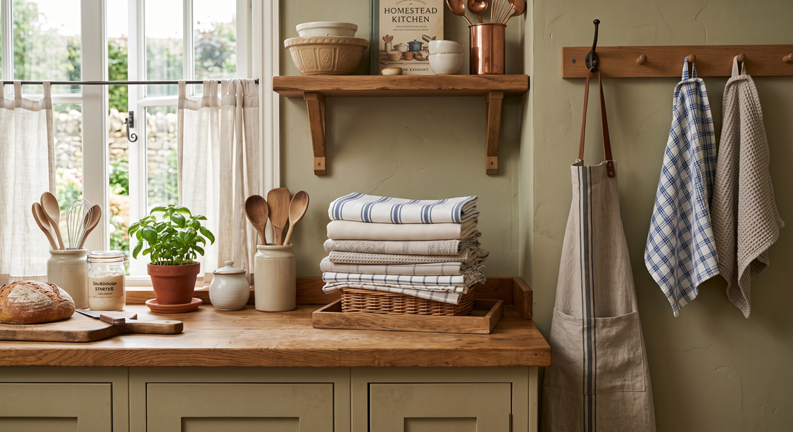 Clean kitchen linen ready for hospitality service